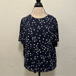 Navy Star Pattern Short Sleeve Top